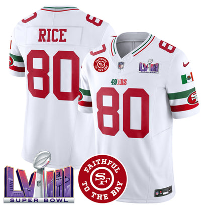 Men's 49ers Mexico Faithful & Super Bowl LVIII Patch Vapor Jersey - All Stitched