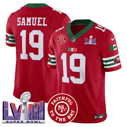 Men's 49ers Mexico Faithful & Super Bowl LVIII Patch Vapor Jersey - All Stitched