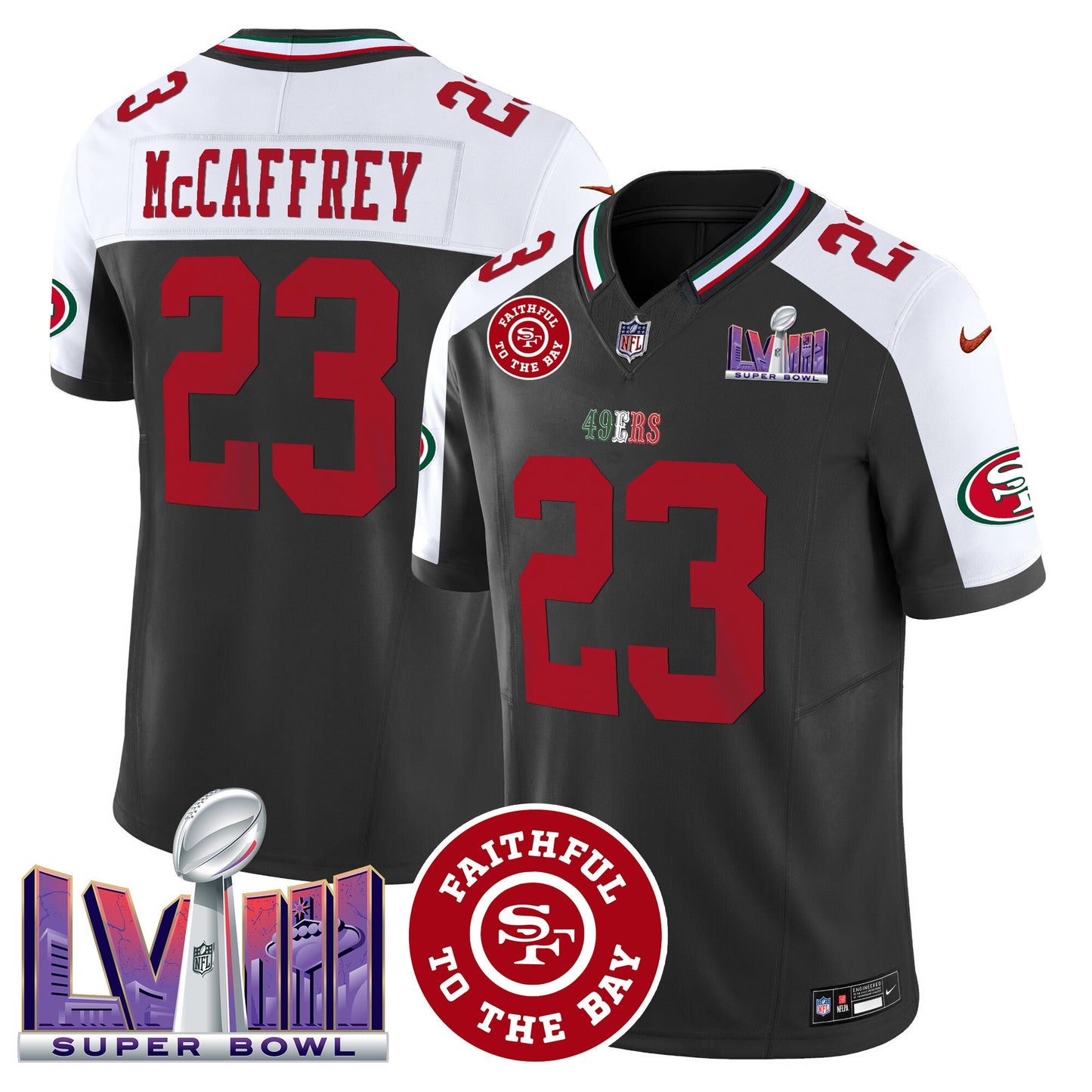 Men's 49ers Mexico Faithful & Super Bowl LVIII Patch Vapor Jersey - All Stitched