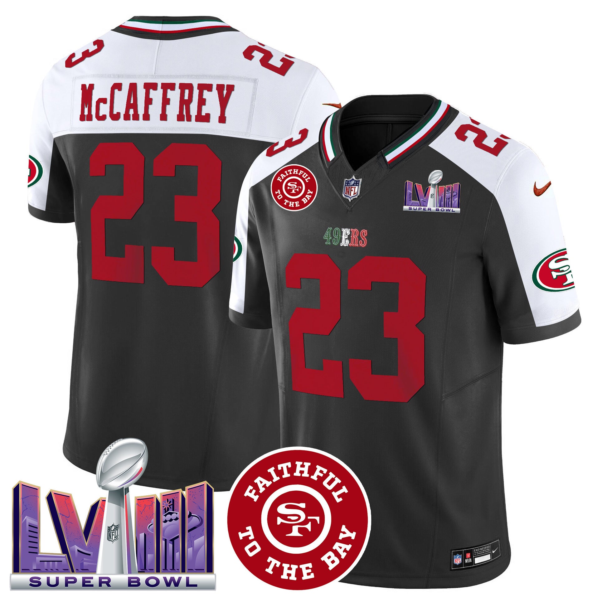 Men's 49ers Mexico Faithful & Super Bowl LVIII Patch Vapor Jersey - All Stitched