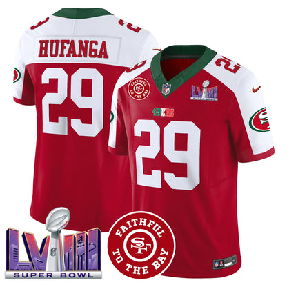 Men's 49ers Mexico Faithful & Super Bowl LVIII Patch Vapor Jersey - All Stitched