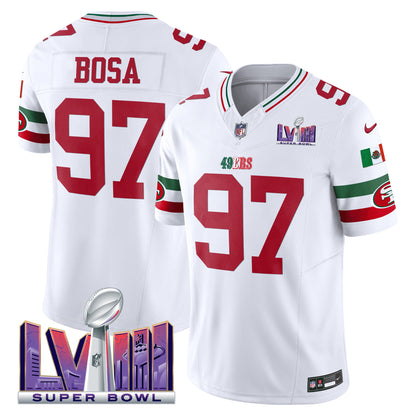 Men's 49ers Mexico Super Bowl LVIII Patch Vapor Jersey - All Stitched