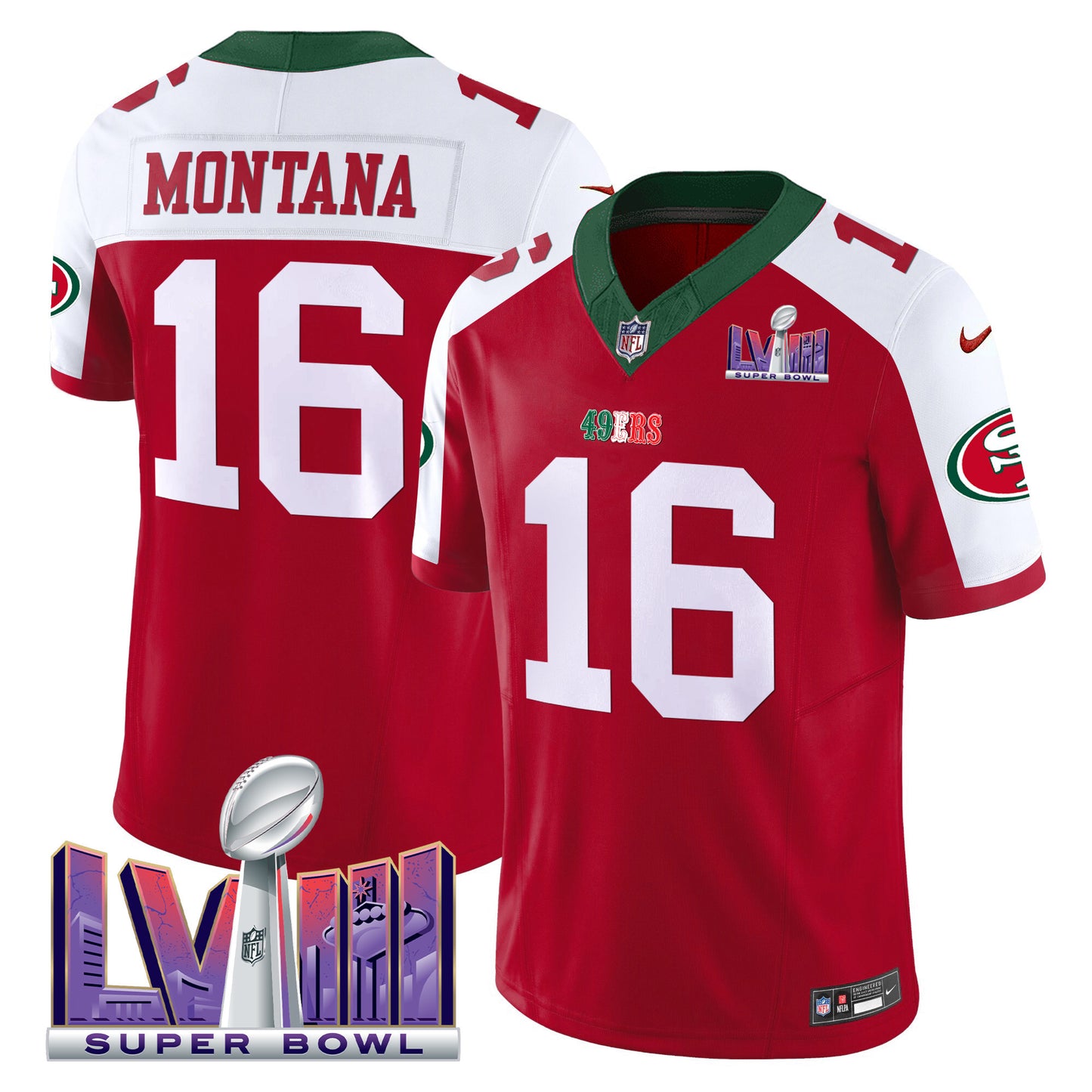 Men's 49ers Mexico Super Bowl LVIII Patch Vapor Jersey - All Stitched