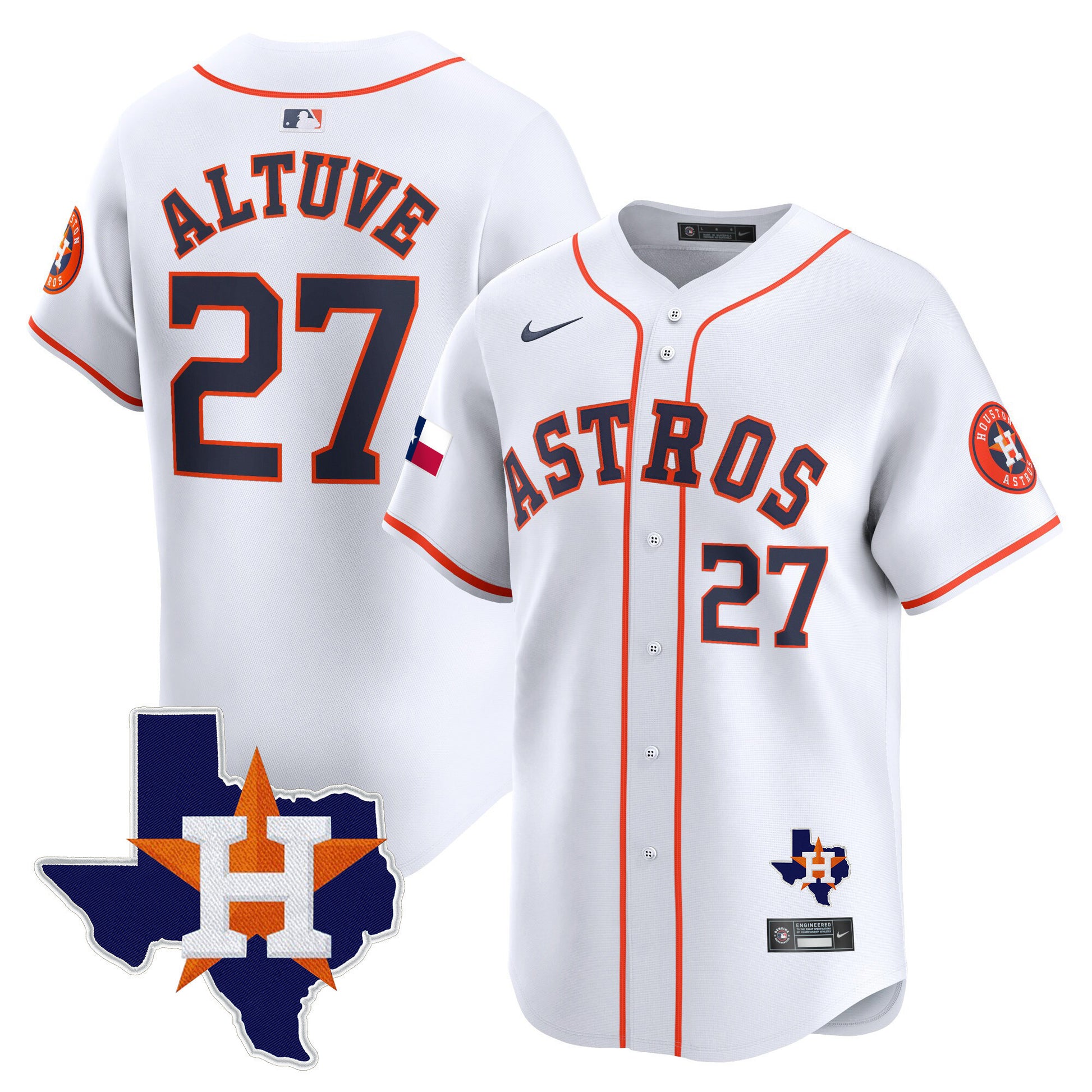 Men's Houston Astros Texas Patch Vapor Premier Limited Jersey - All Stitched