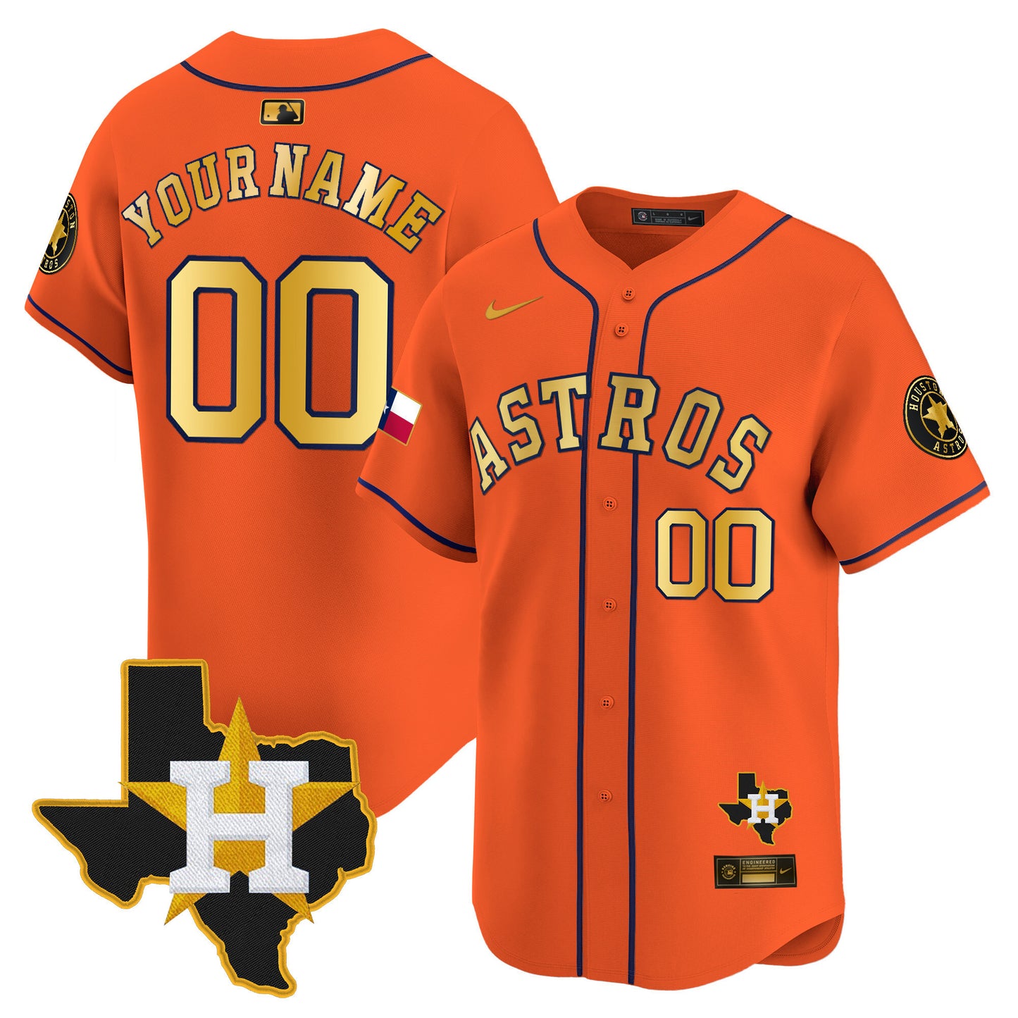 Houston Astros Texas Patch Vapor Premier Limited Custom Jersey - All Stitched