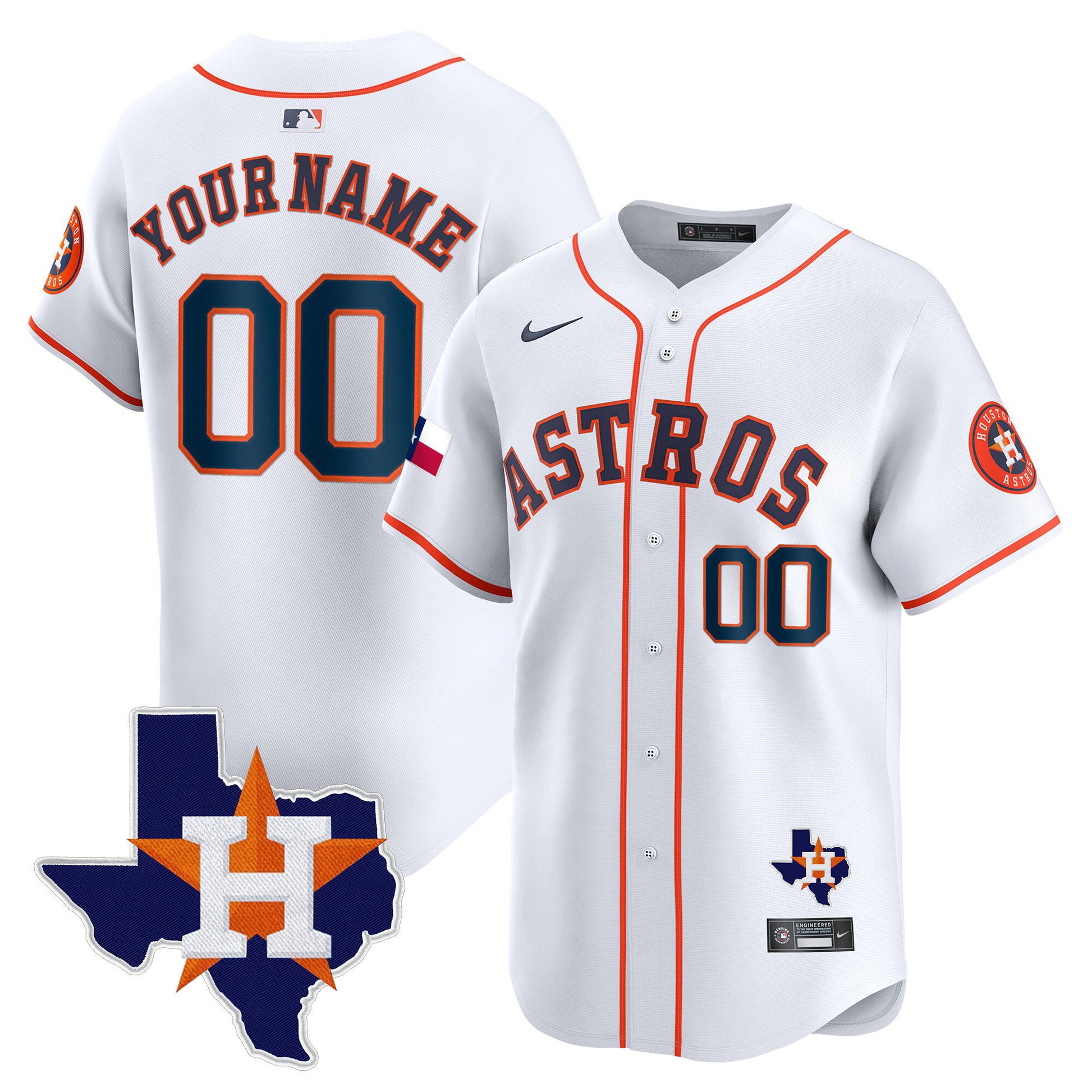 Houston Astros Texas Patch Vapor Premier Limited Custom Jersey - All Stitched