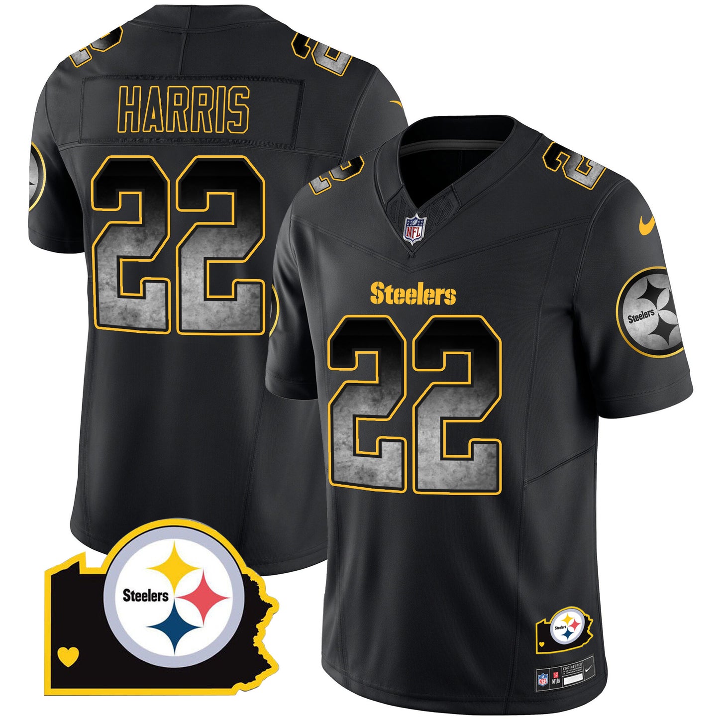 Men's Steelers Arch Smoke Home Patch Vapor Jersey - All Stitched