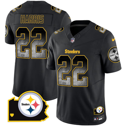 Men's Steelers Arch Smoke Home Patch Vapor Jersey - All Stitched