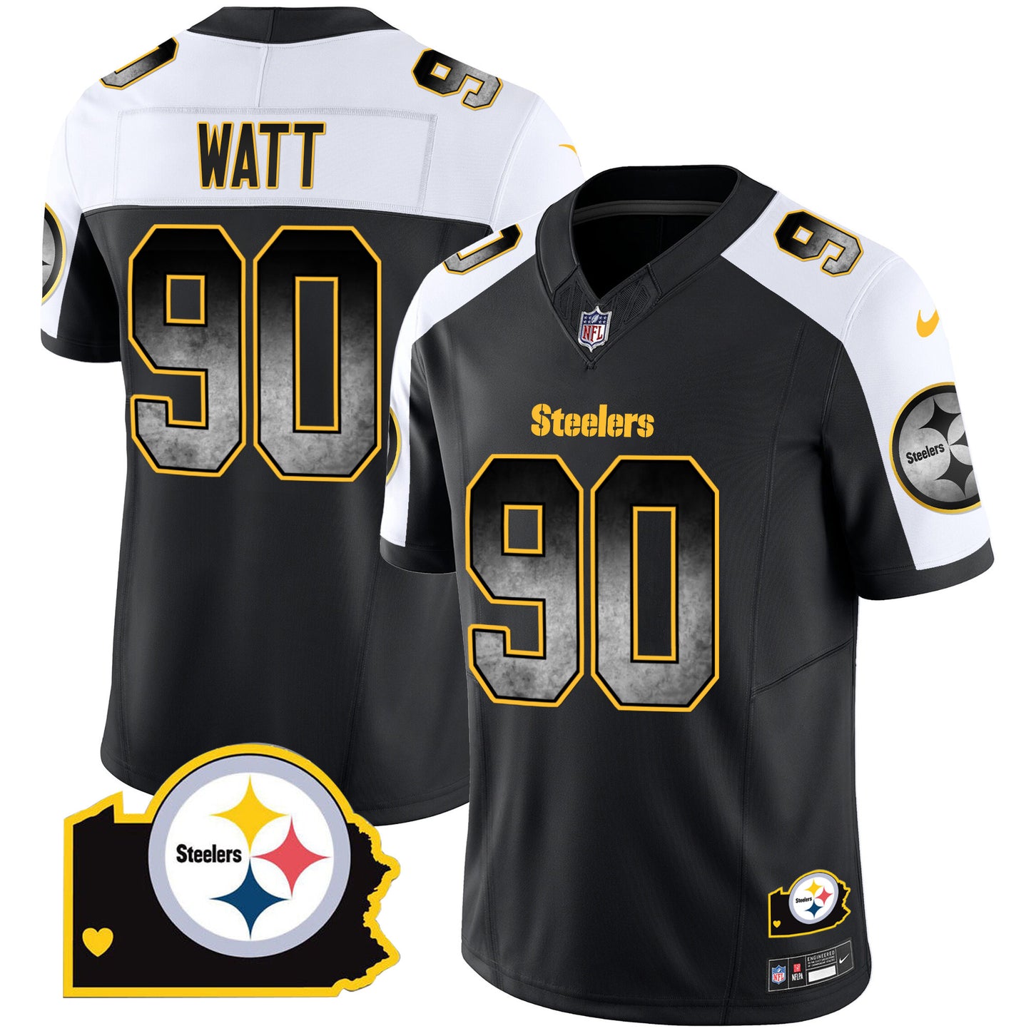 Men's Steelers Arch Smoke Home Patch Vapor Jersey - All Stitched