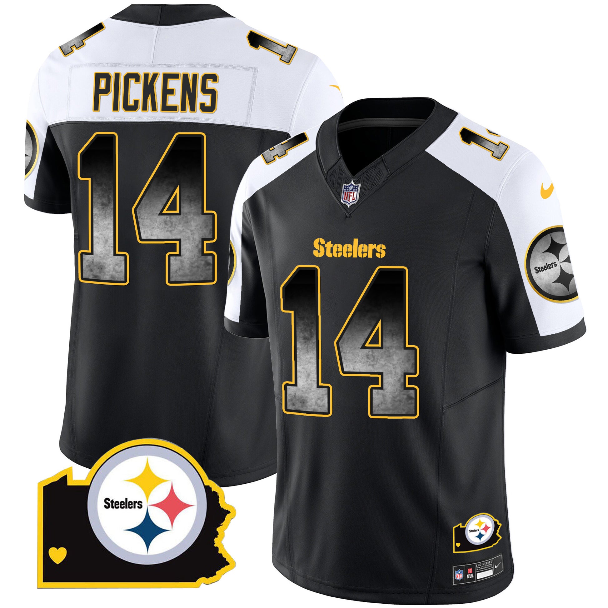 Men's Steelers Arch Smoke Home Patch Vapor Jersey - All Stitched