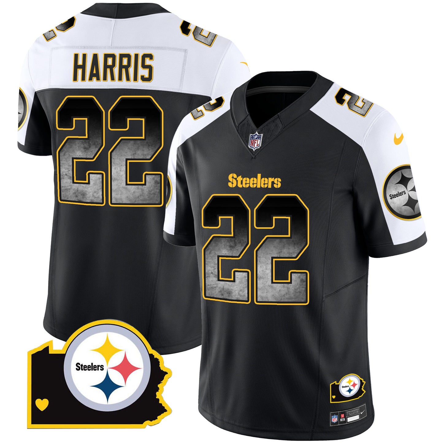 Men's Steelers Arch Smoke Home Patch Vapor Jersey - All Stitched
