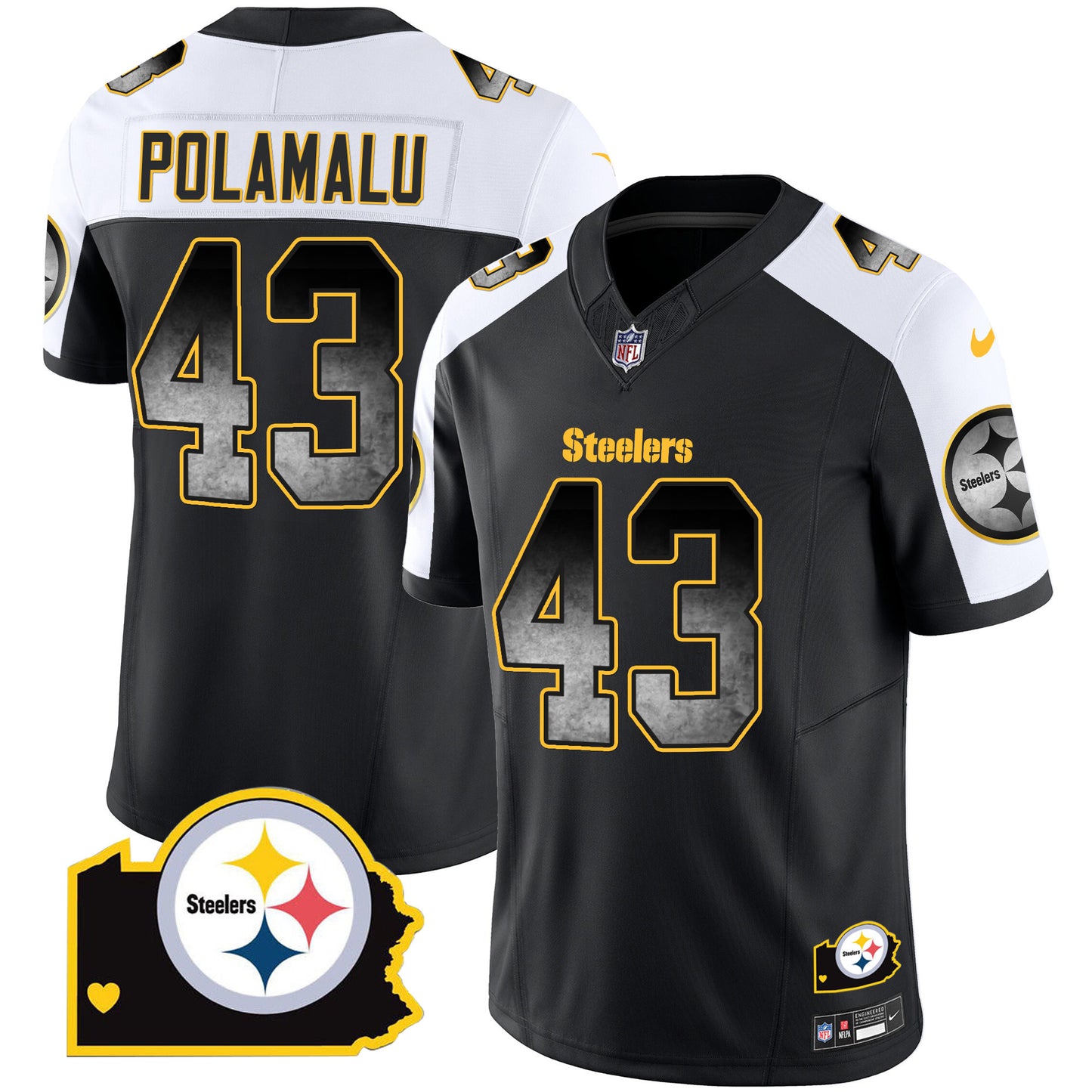 Men's Steelers Arch Smoke Home Patch Vapor Jersey - All Stitched