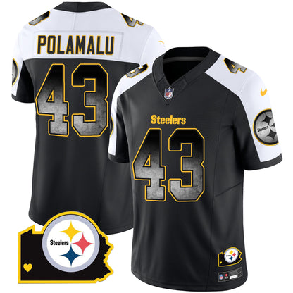 Men's Steelers Arch Smoke Home Patch Vapor Jersey - All Stitched