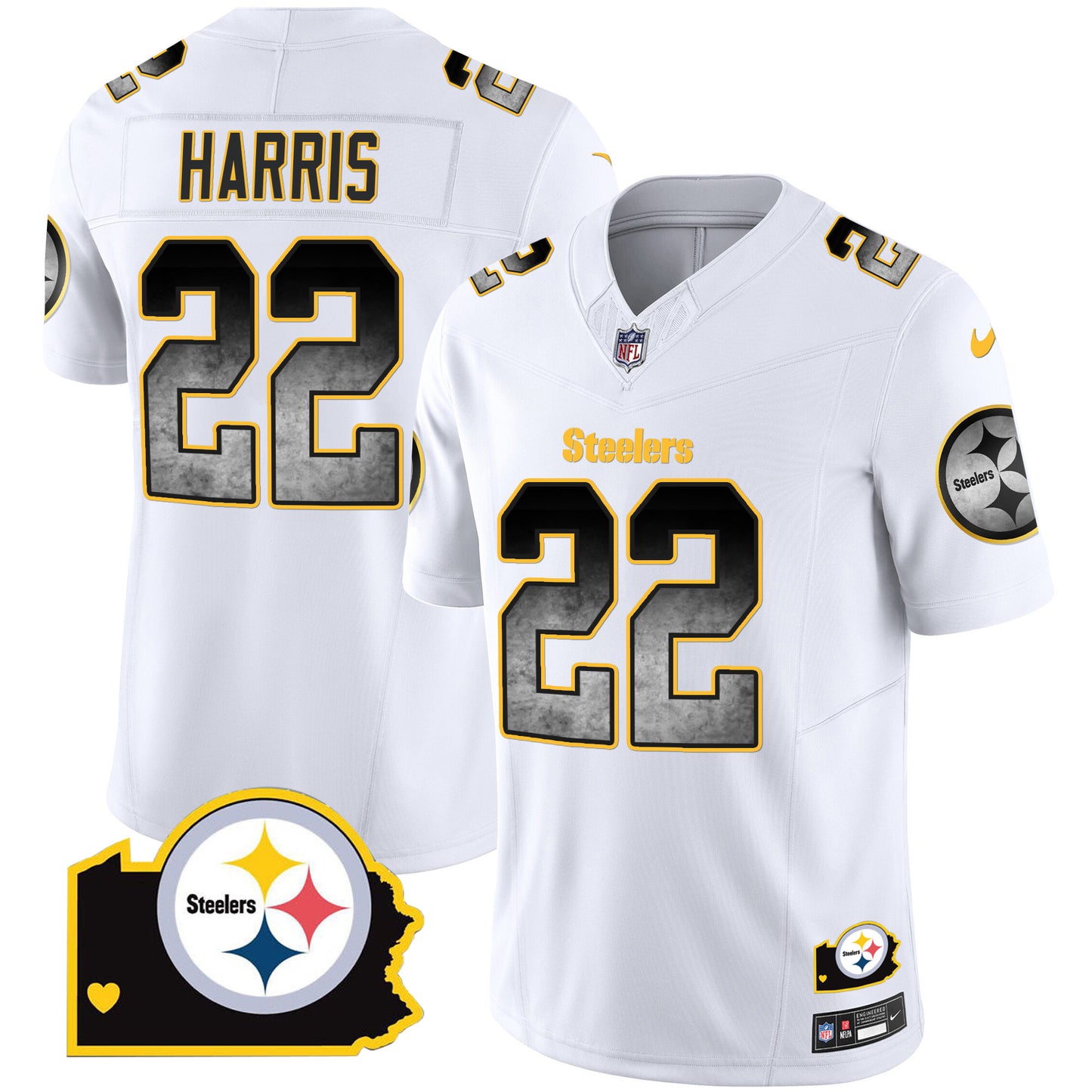 Men's Steelers Arch Smoke Home Patch Vapor Jersey - All Stitched
