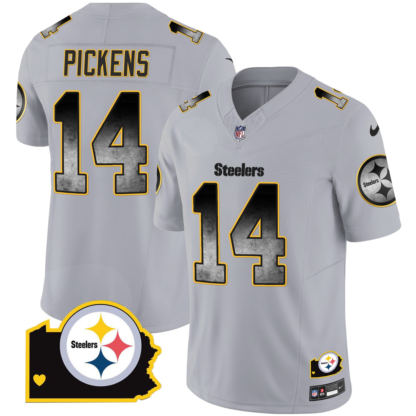 Men's Steelers Arch Smoke Home Patch Vapor Jersey - All Stitched