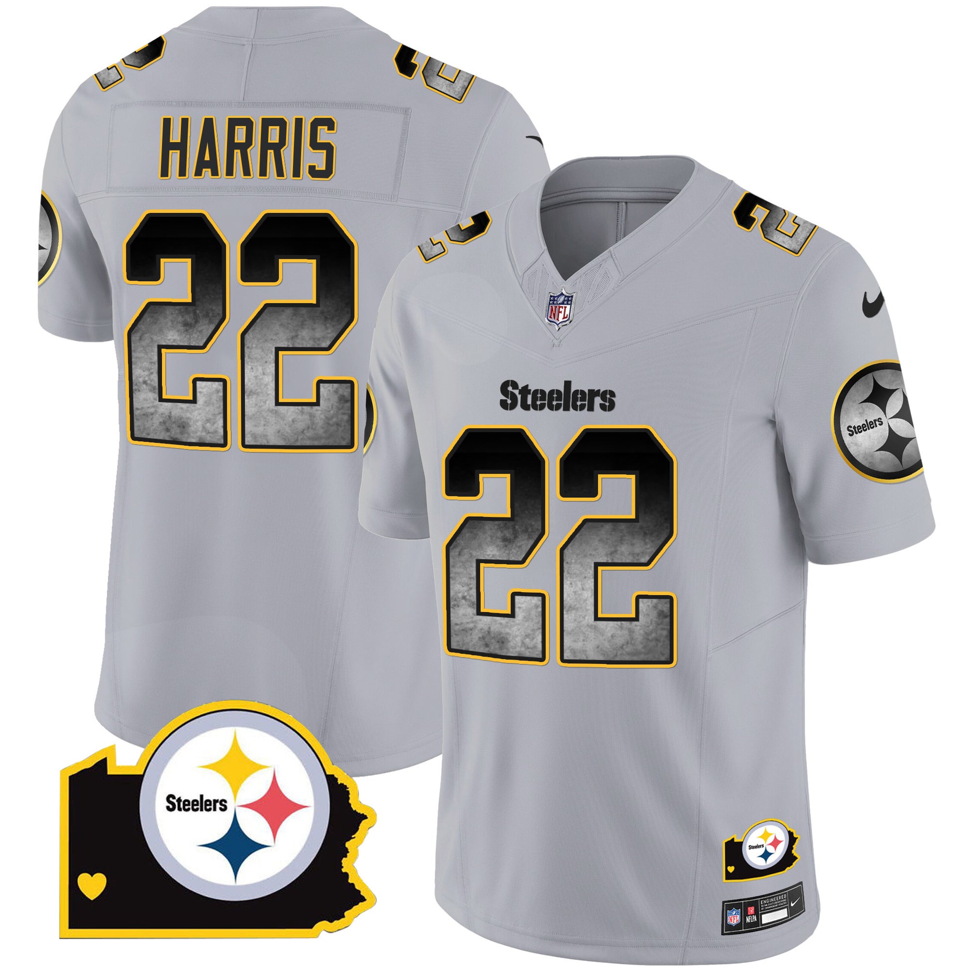 Men's Steelers Arch Smoke Home Patch Vapor Jersey - All Stitched