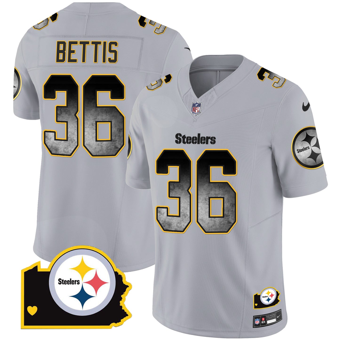 Men's Steelers Arch Smoke Home Patch Vapor Jersey - All Stitched