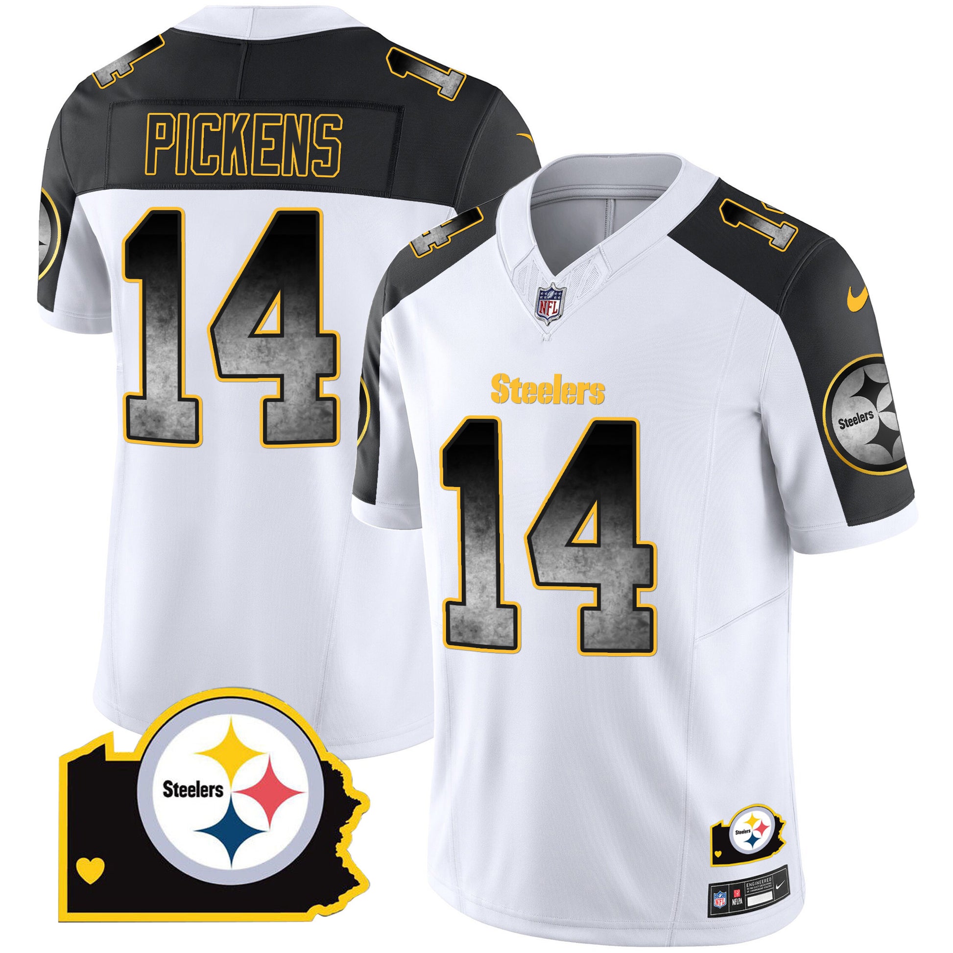 Men's Steelers Arch Smoke Home Patch Vapor Jersey - All Stitched