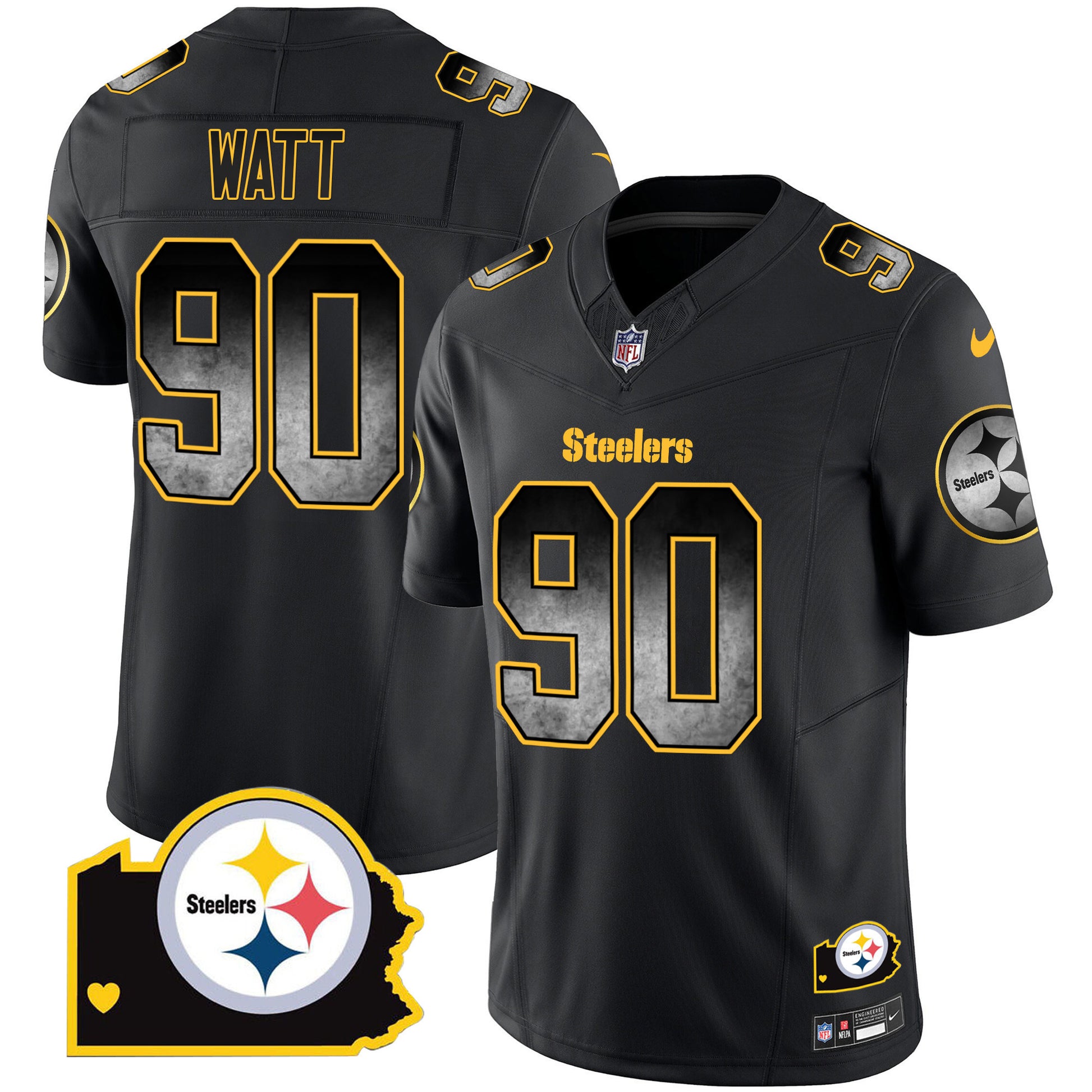 Men's Steelers Arch Smoke Home Patch Vapor Jersey - All Stitched