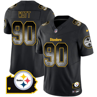 Men's Steelers Arch Smoke Home Patch Vapor Jersey - All Stitched