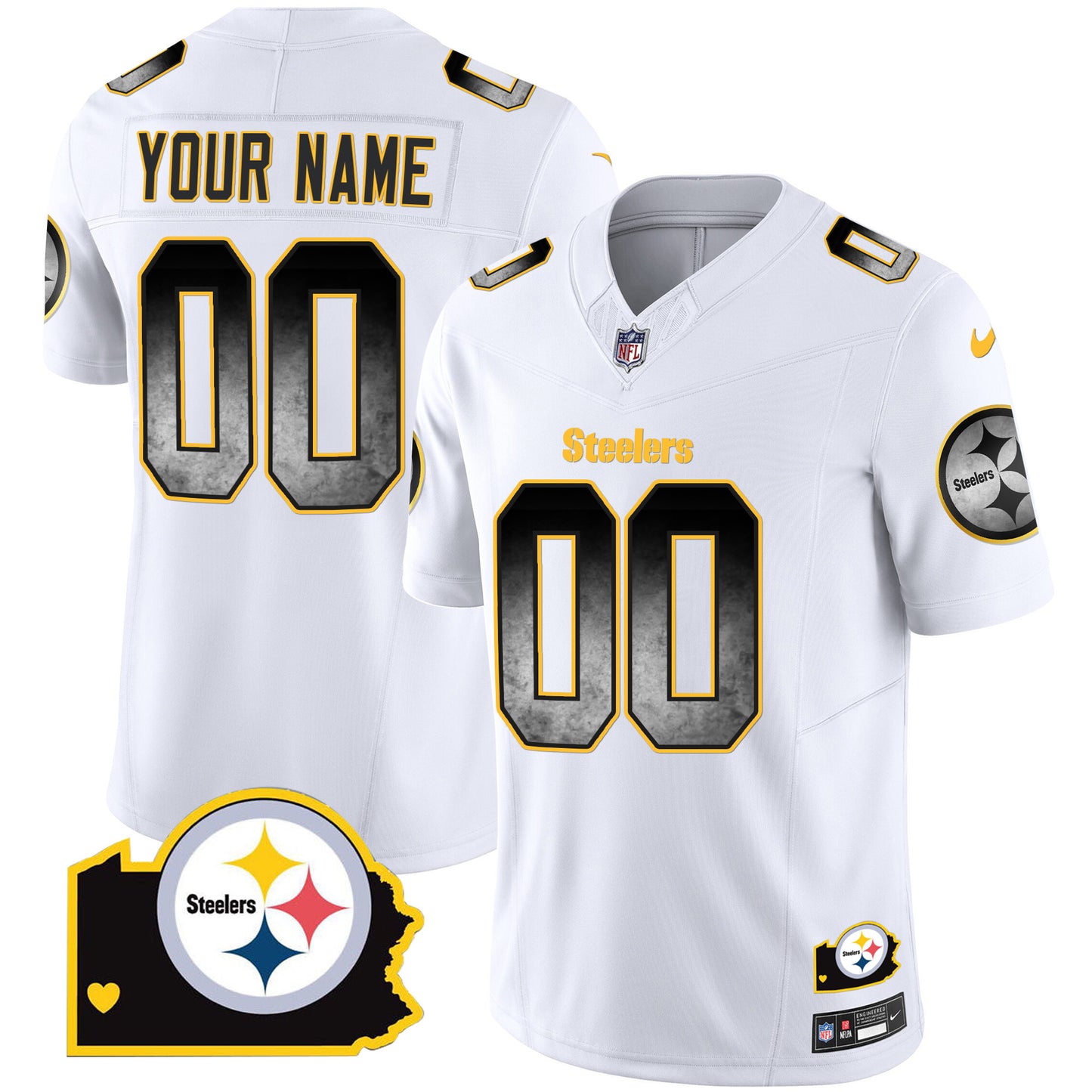 Steelers Arch Smoke Home Patch Vapor Custom Jersey - All Stitched