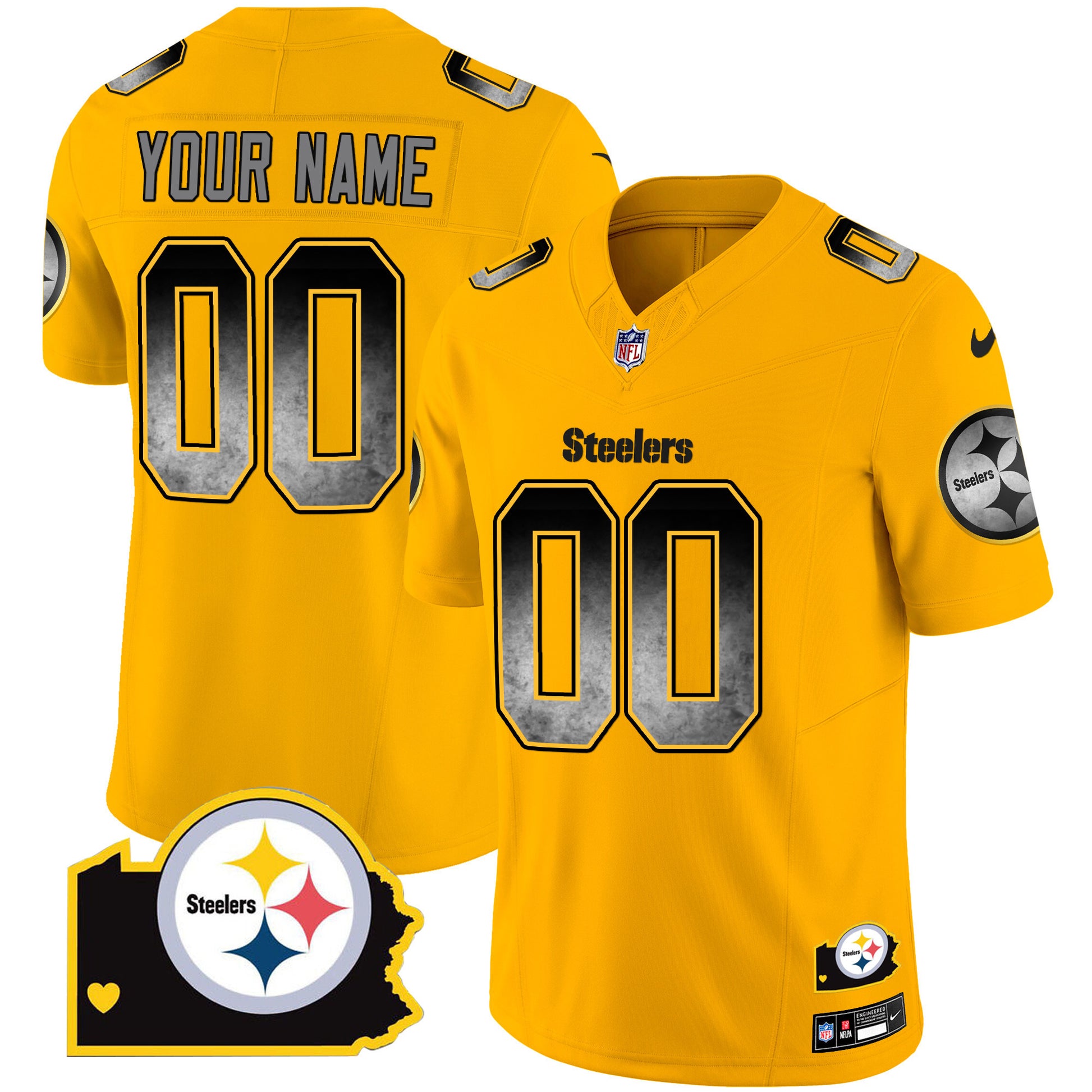 Steelers Arch Smoke Home Patch Vapor Custom Jersey - All Stitched