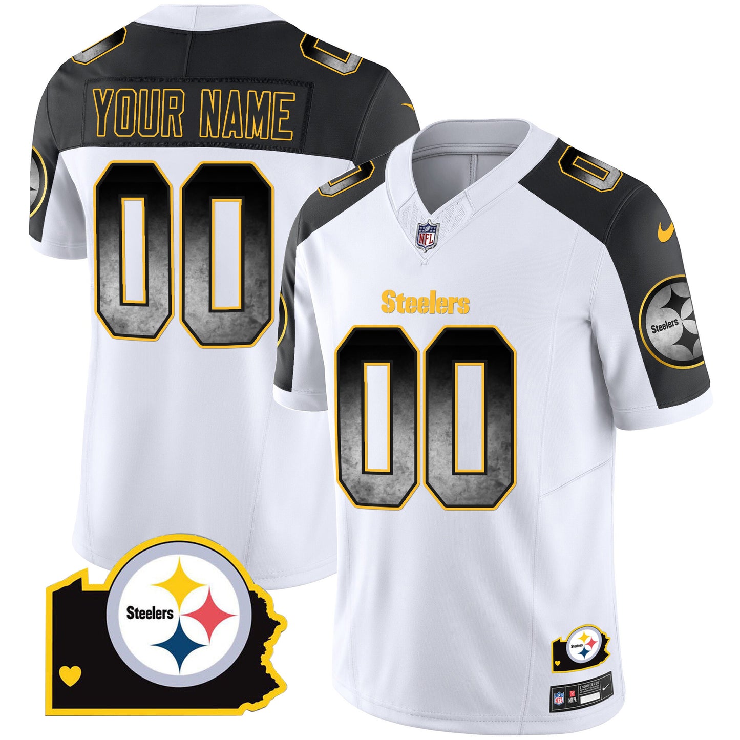 Steelers Arch Smoke Home Patch Vapor Custom Jersey - All Stitched