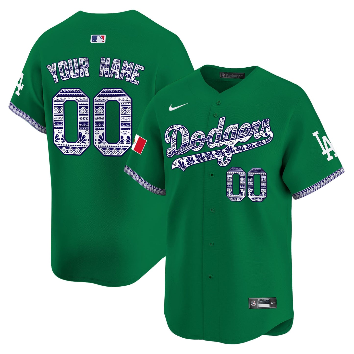 Los Angeles Dodgers Mexico Vapor Premier Limited Custom Jersey V3 - All Stitched