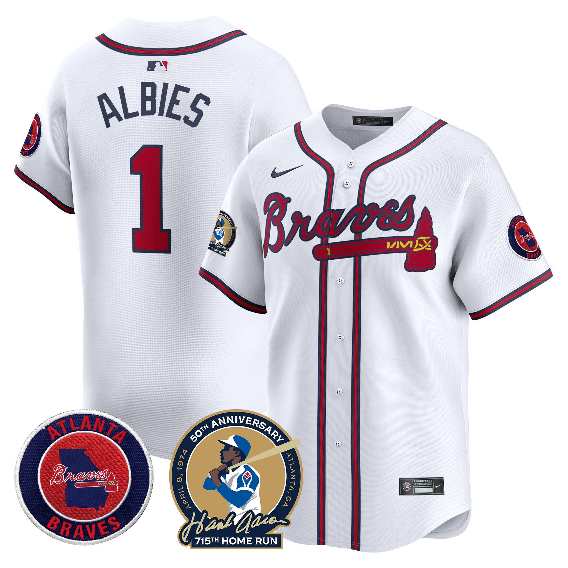 Men's Atlanta Braves Hank Aaron 715th Home Run Patch Vapor Premier Limited Jersey - All Stitched