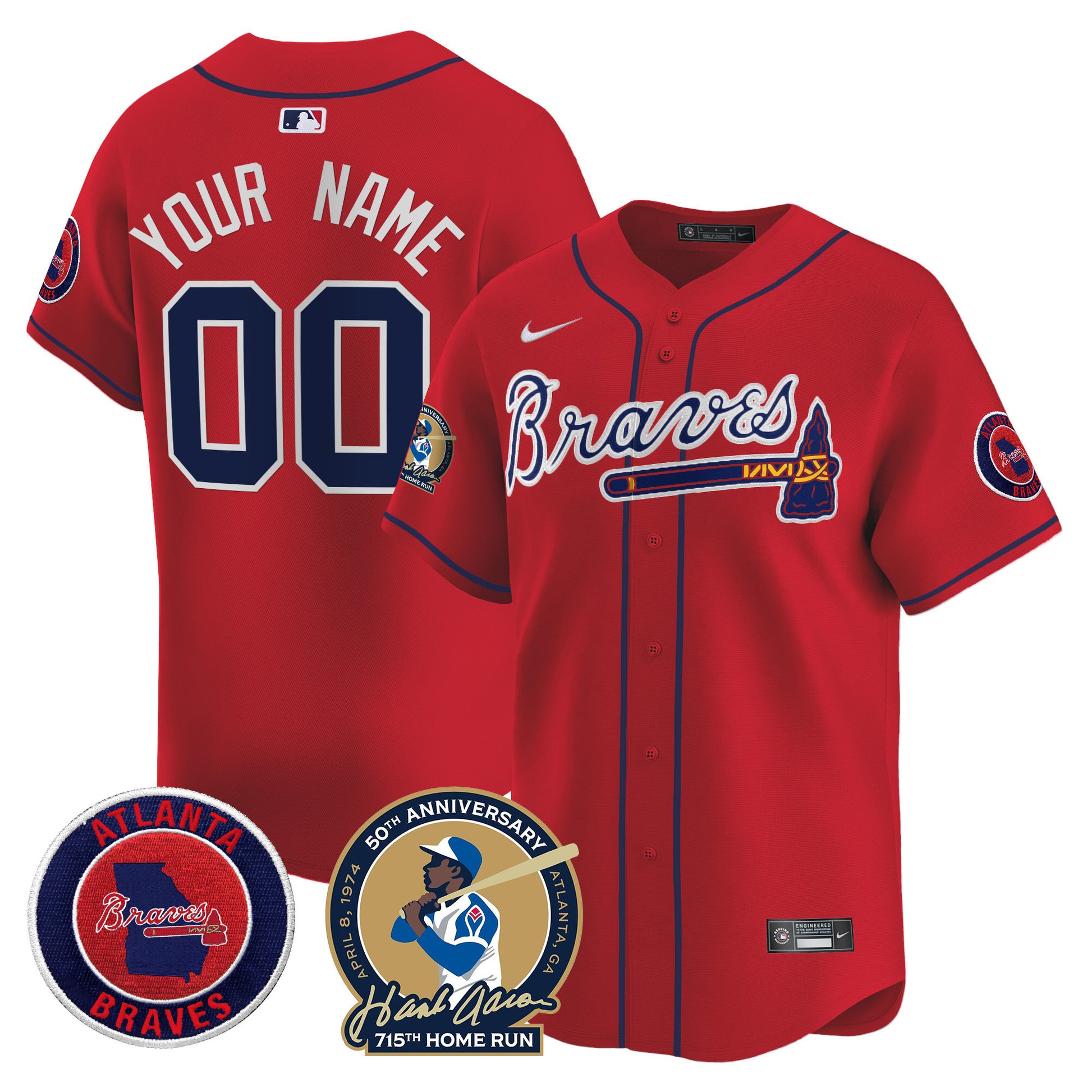 Atlanta Braves Hank Aaron 715th Home Run Patch Vapor Premier Limited Custom Jersey - All Stitched