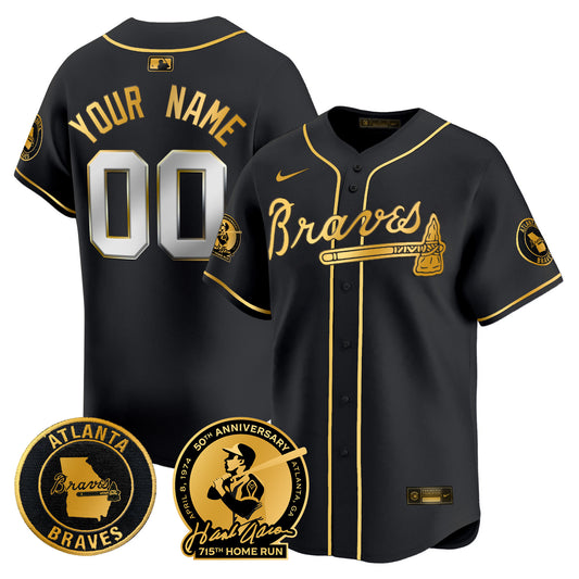 Atlanta Braves Hank Aaron 715th Home Run Patch Vapor Premier Limited Custom Jersey - All Stitched
