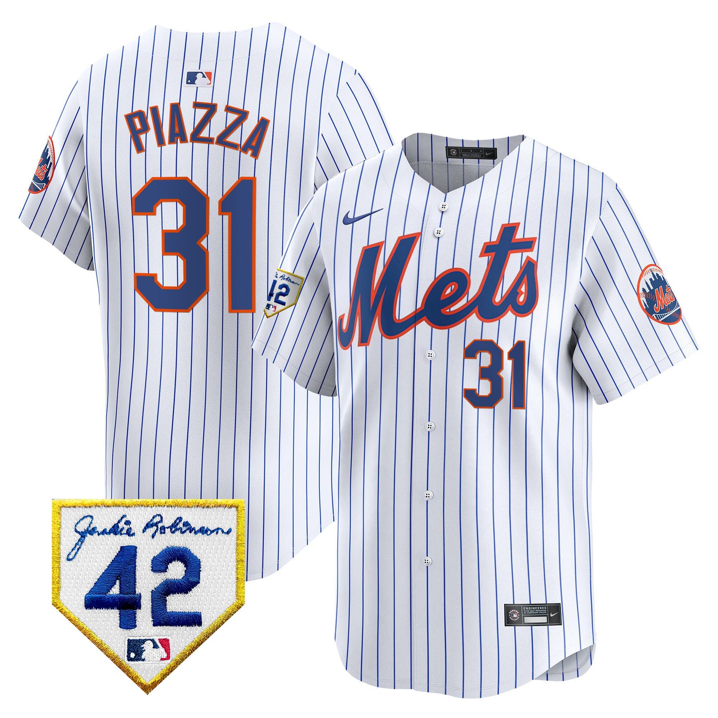 Men's New York Mets 2024 Jackie Robinson Patch Vapor Premier Limited Jersey - All Stitched