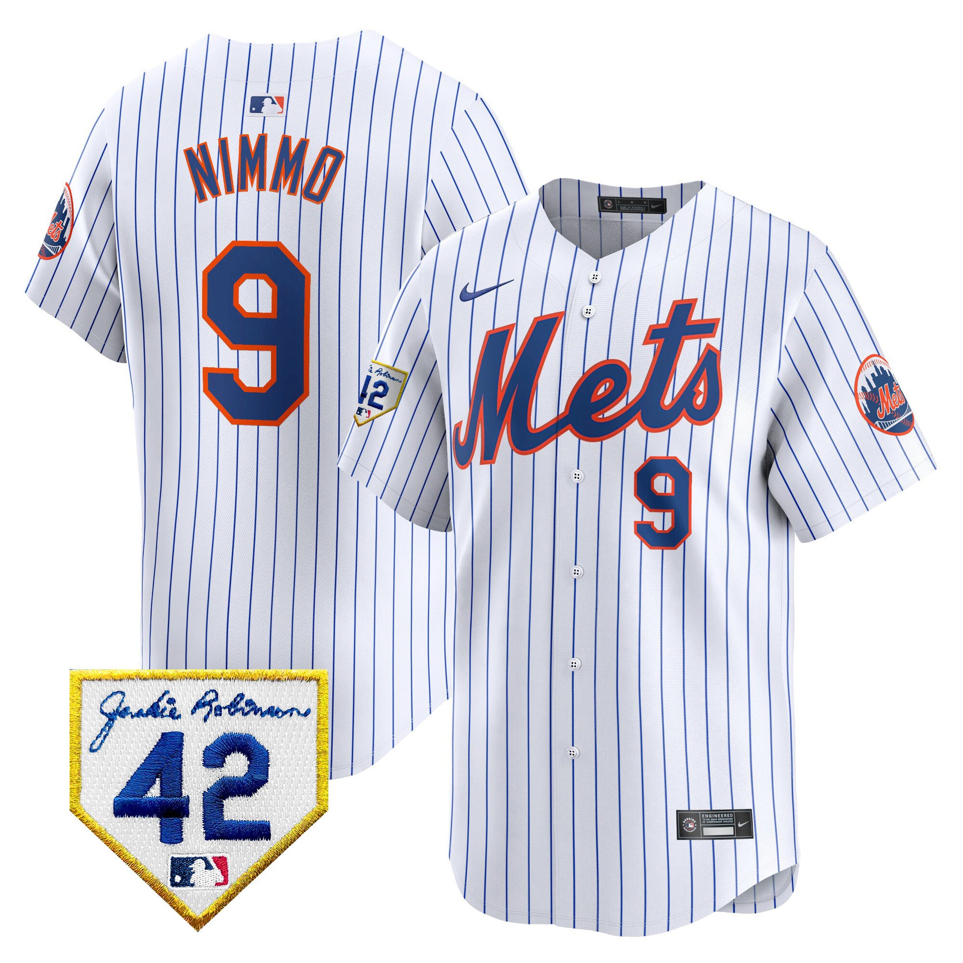 Men's New York Mets 2024 Jackie Robinson Patch Vapor Premier Limited Jersey - All Stitched