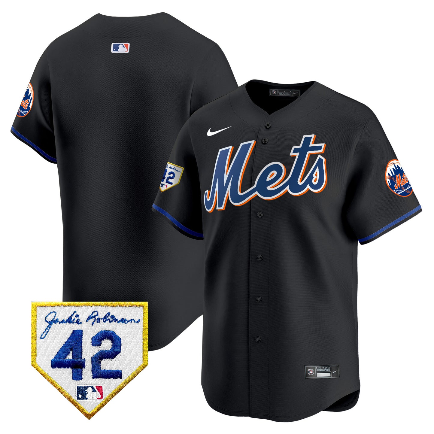 Men's New York Mets 2024 Jackie Robinson Patch Vapor Premier Limited Jersey - All Stitched