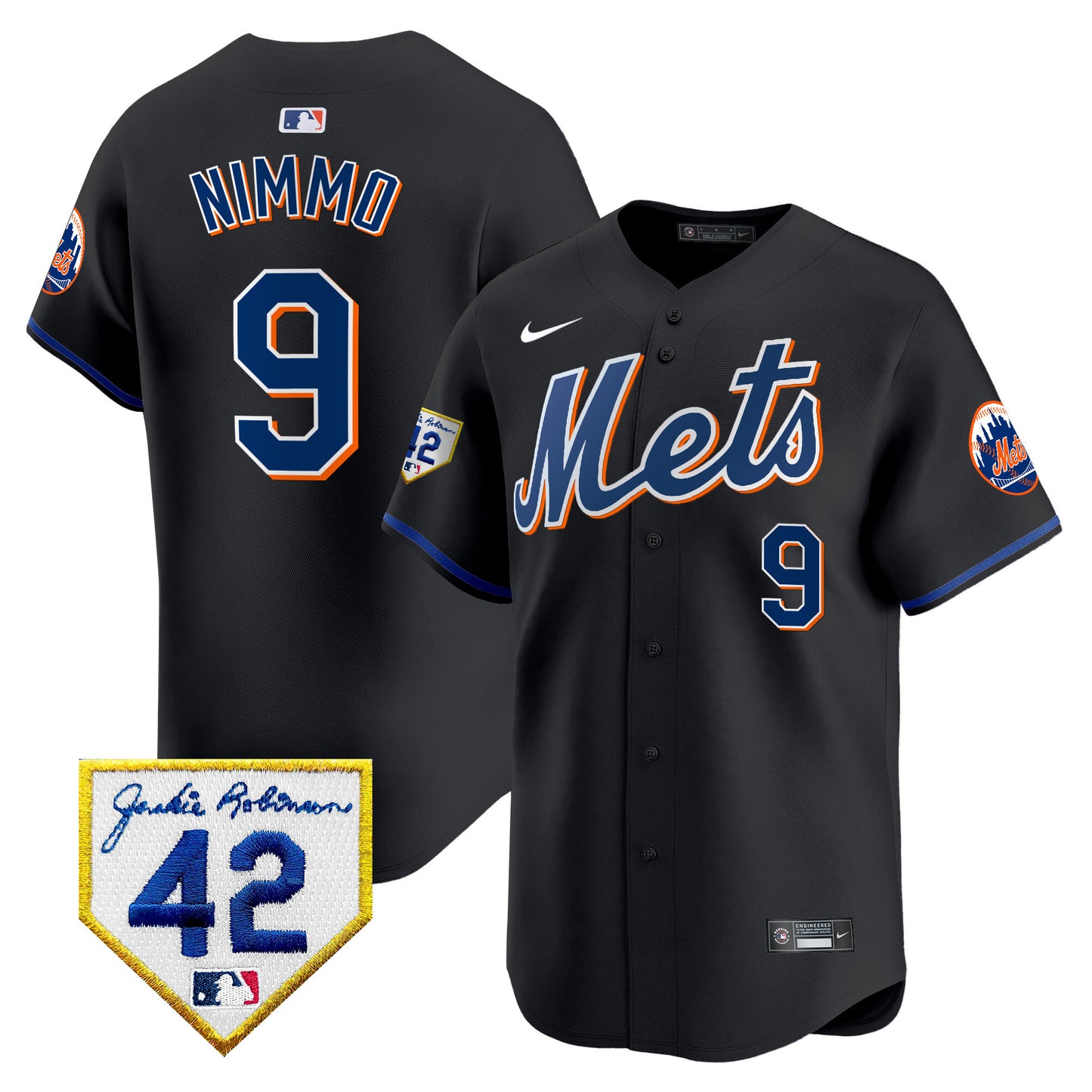 Men's New York Mets 2024 Jackie Robinson Patch Vapor Premier Limited Jersey - All Stitched
