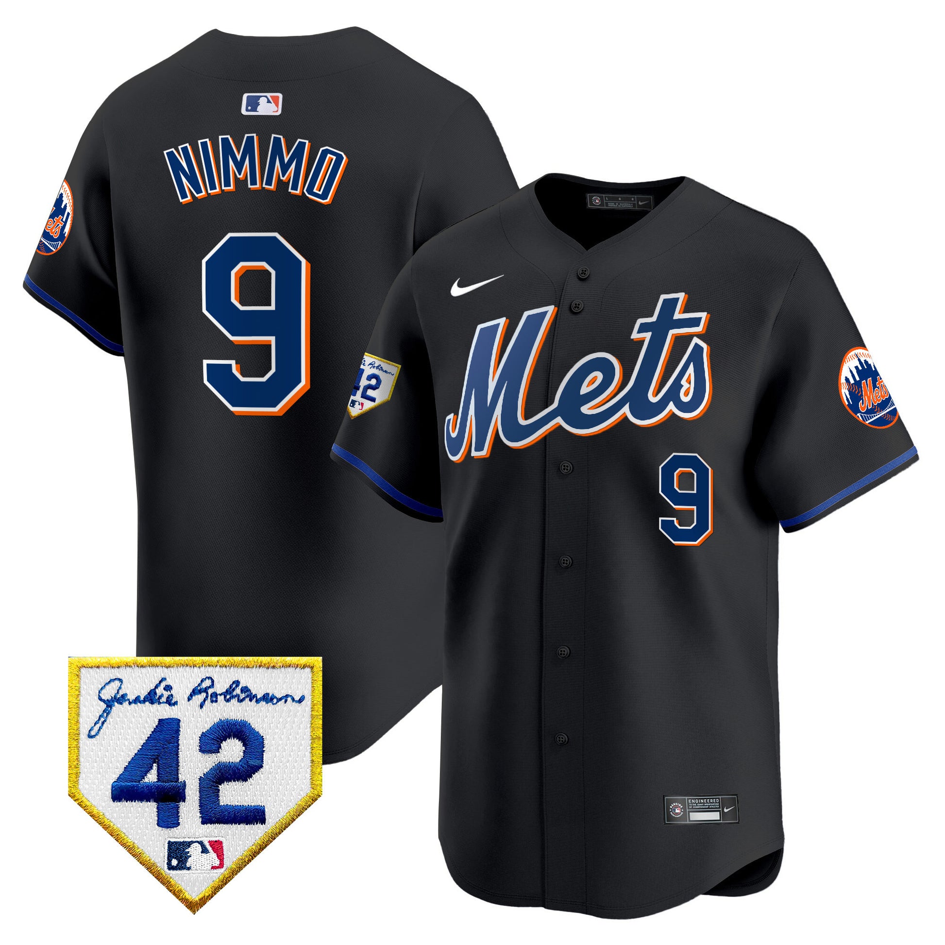 Men's New York Mets 2024 Jackie Robinson Patch Vapor Premier Limited Jersey - All Stitched