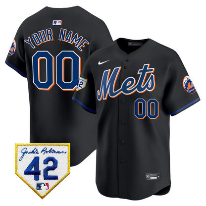 New York Mets 2024 Jackie Robinson Patch Vapor Premier Limited Custom Jersey - All Stitched