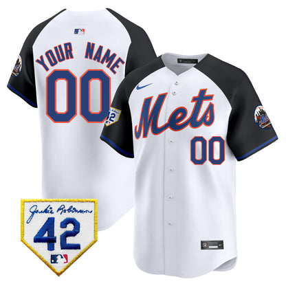 New York Mets 2024 Jackie Robinson Patch Vapor Premier Limited Custom Jersey - All Stitched