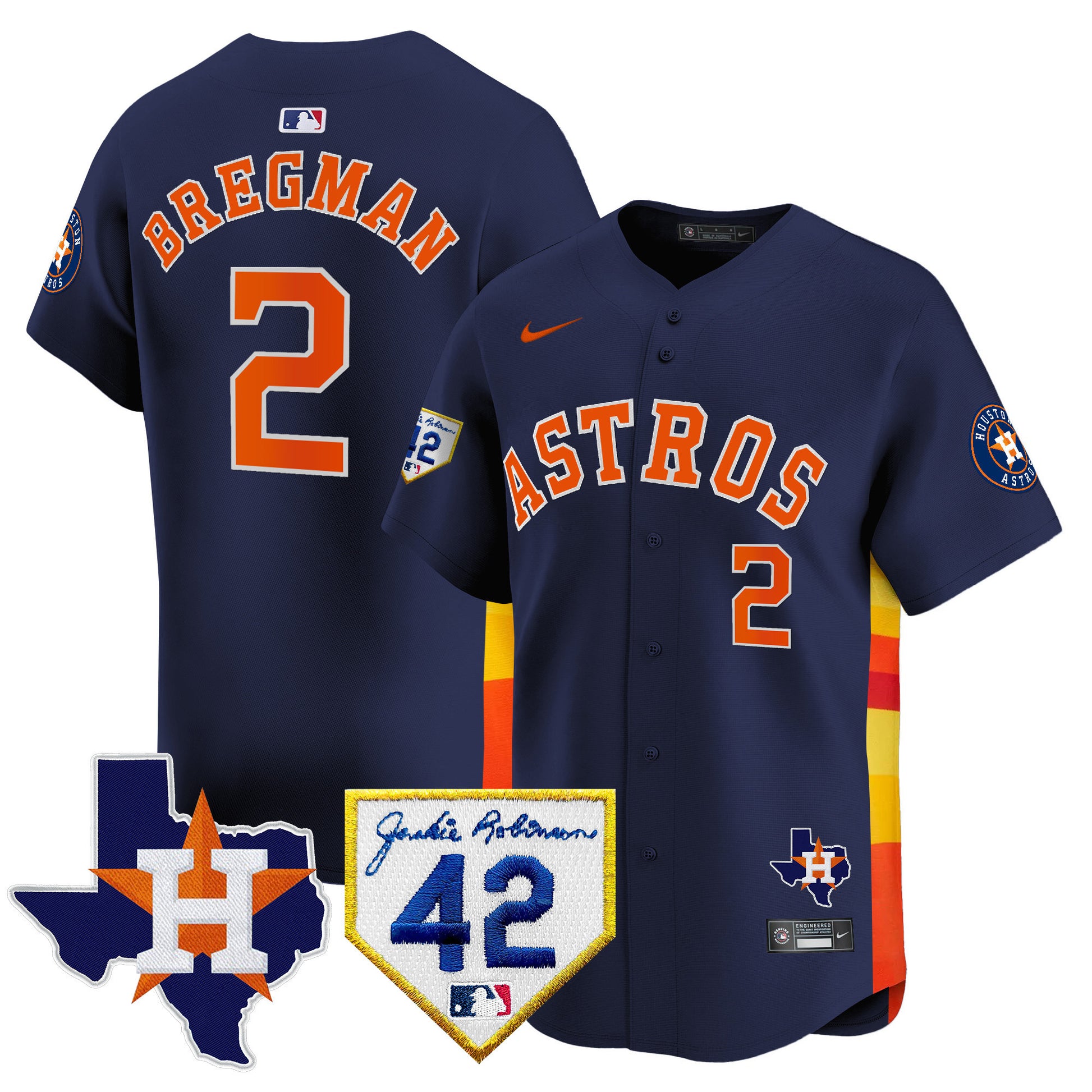 Men's Houston Astros 2024 Robinson & Texas Patch Vapor Premier Limited Jersey - All Stitched