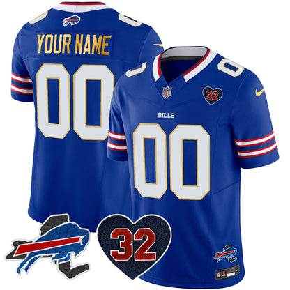 Bills O.J. Simpson Patch Gold Trim Vapor Limited Custom Jersey - All Stitched