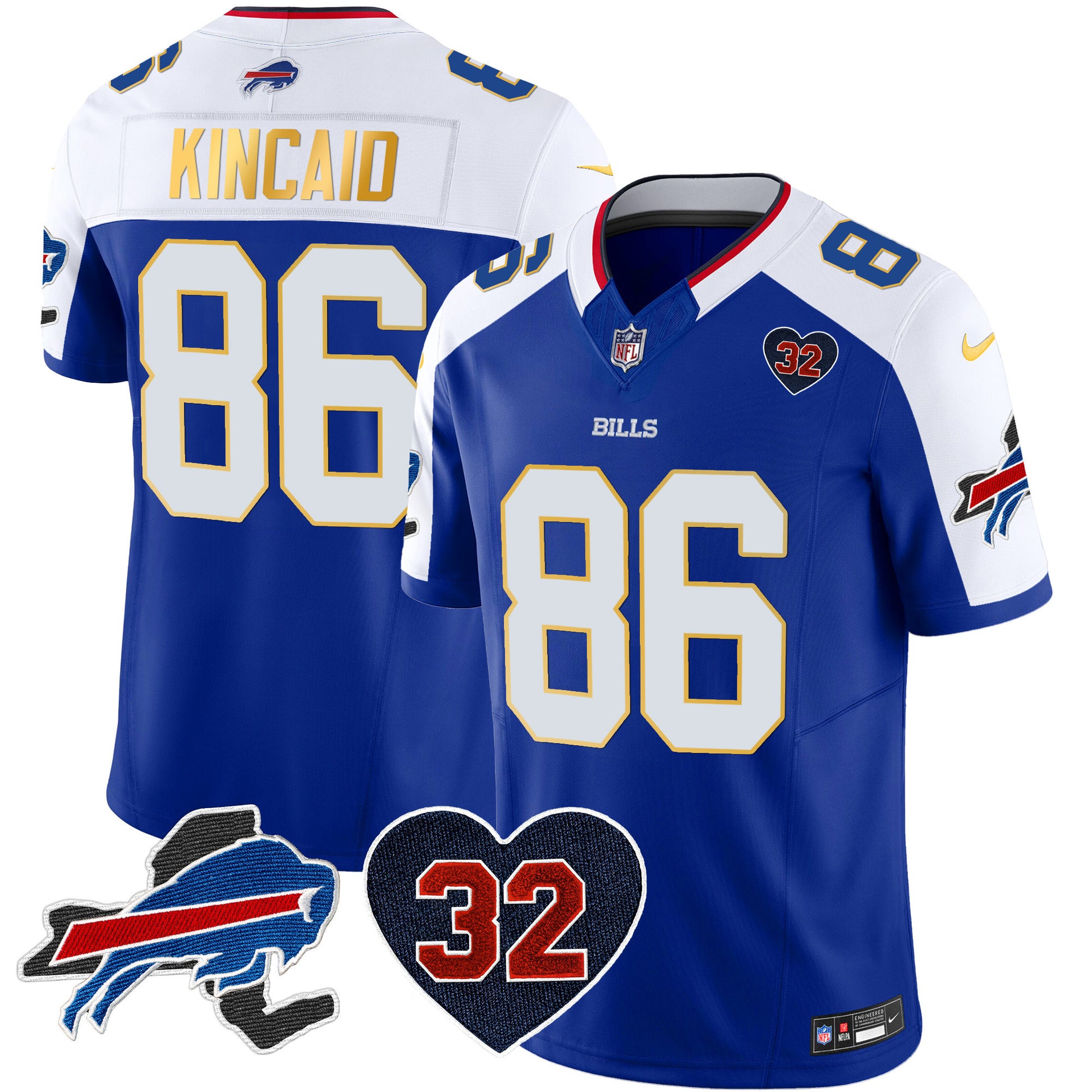 Men's Bills O.J. Simpson Patch Gold Trim Vapor Limited Jersey - All Stitched