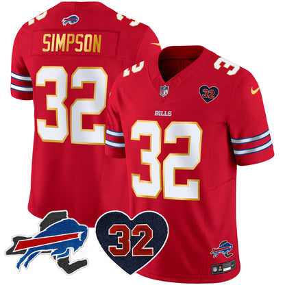 Men's Bills O.J. Simpson Patch Gold Trim Vapor Limited Jersey - All Stitched