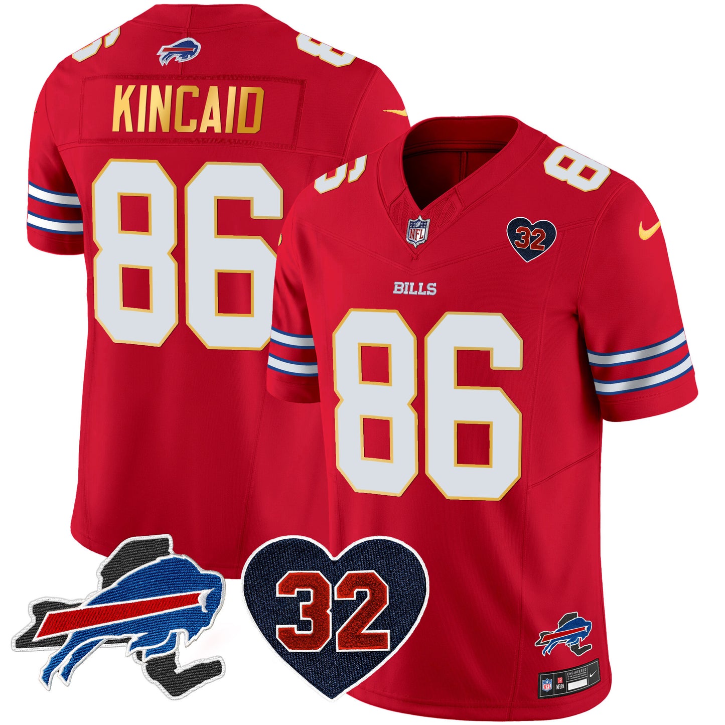 Men's Bills O.J. Simpson Patch Gold Trim Vapor Limited Jersey - All Stitched