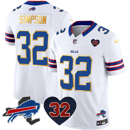 Men's Bills O.J. Simpson Patch Gold Trim Vapor Limited Jersey - All Stitched