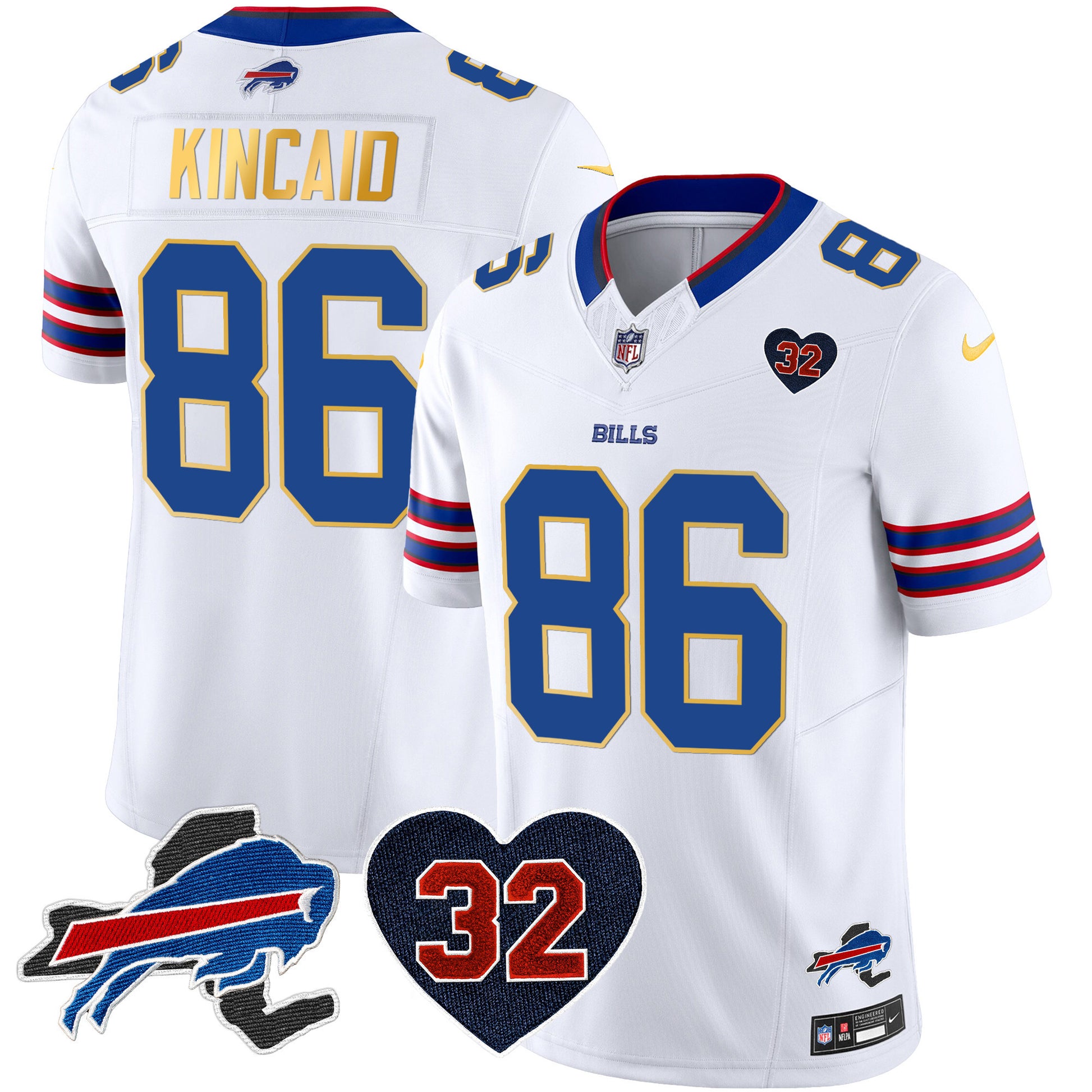 Men's Bills O.J. Simpson Patch Gold Trim Vapor Limited Jersey - All Stitched