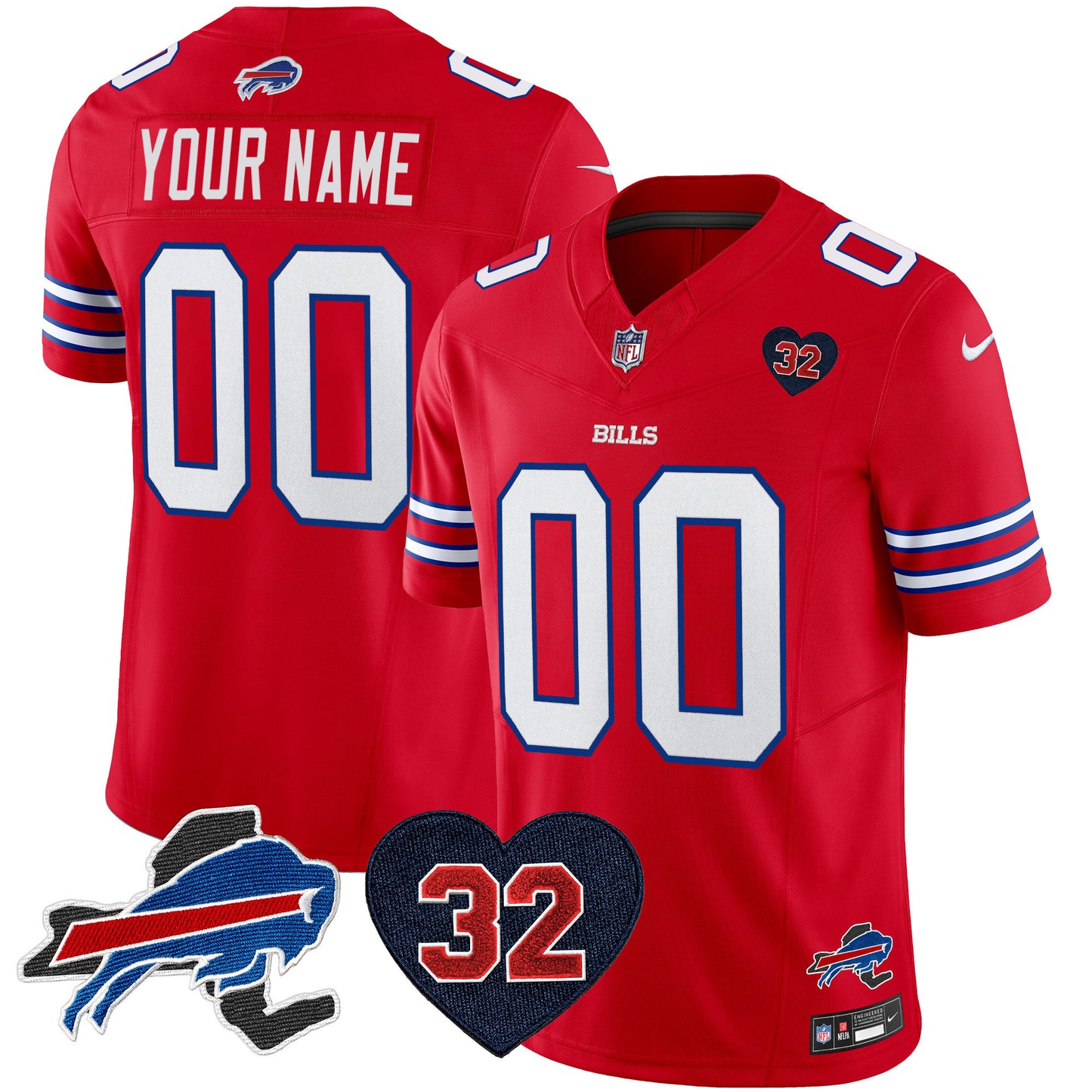 Bills O.J. Simpson Patch Gold Vapor Limited Custom Jersey - All Stitched