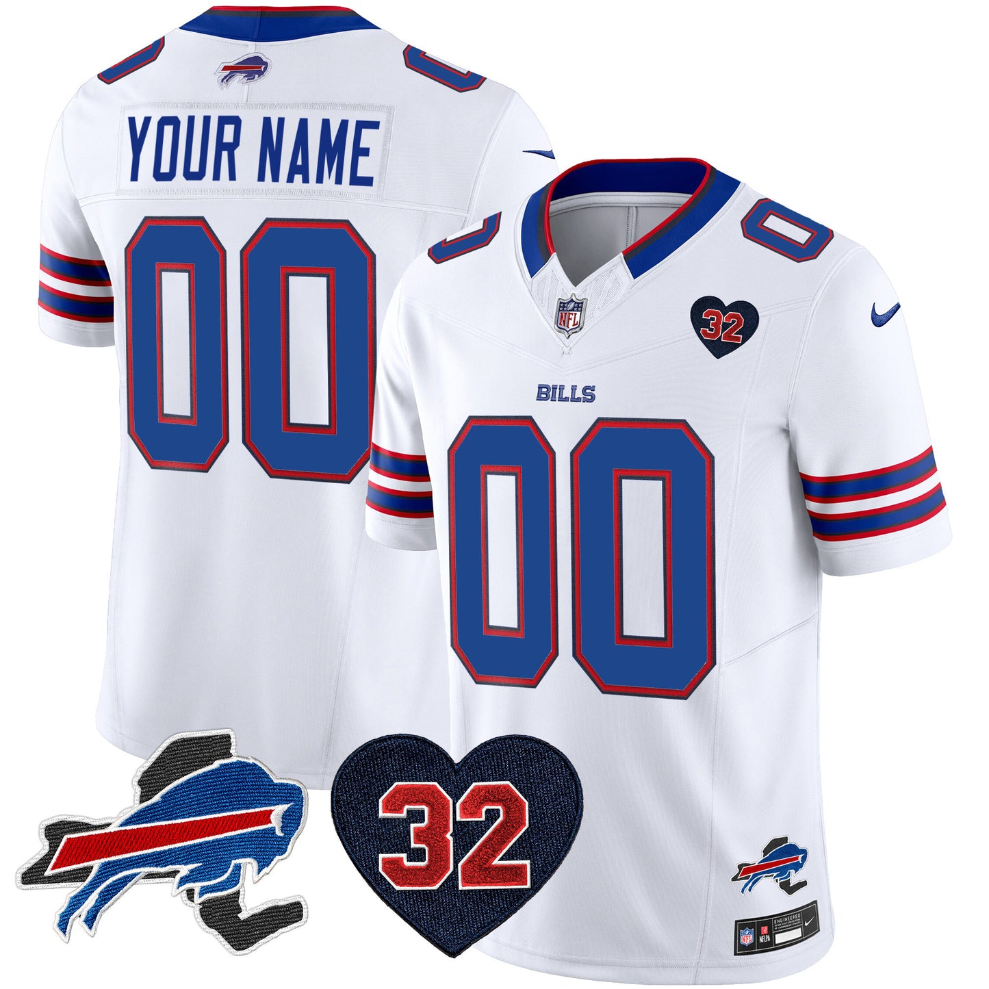 Bills O.J. Simpson Patch Gold Vapor Limited Custom Jersey - All Stitched
