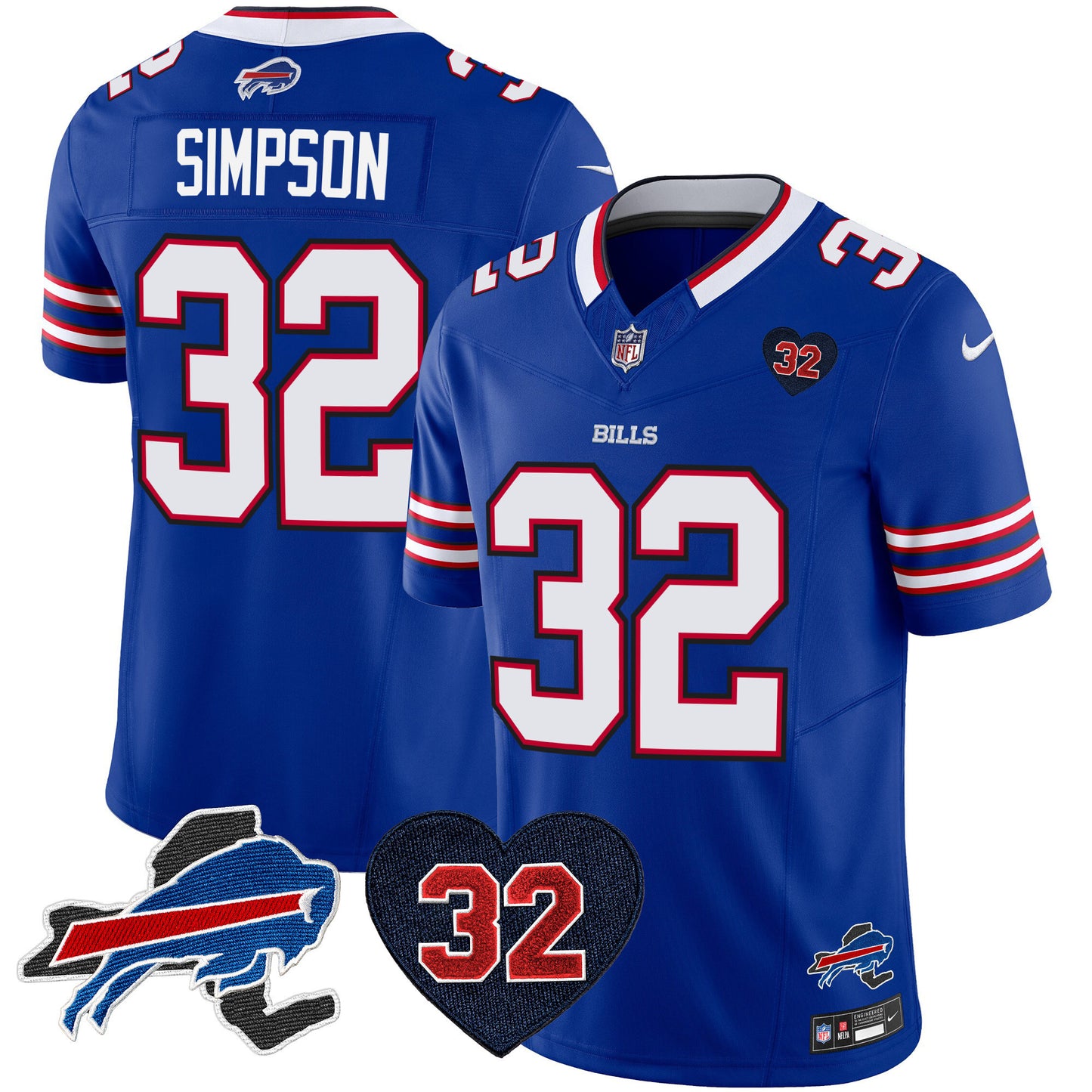 Men's Bills O.J. Simpson Patch Vapor Limited Jersey - All Stitched