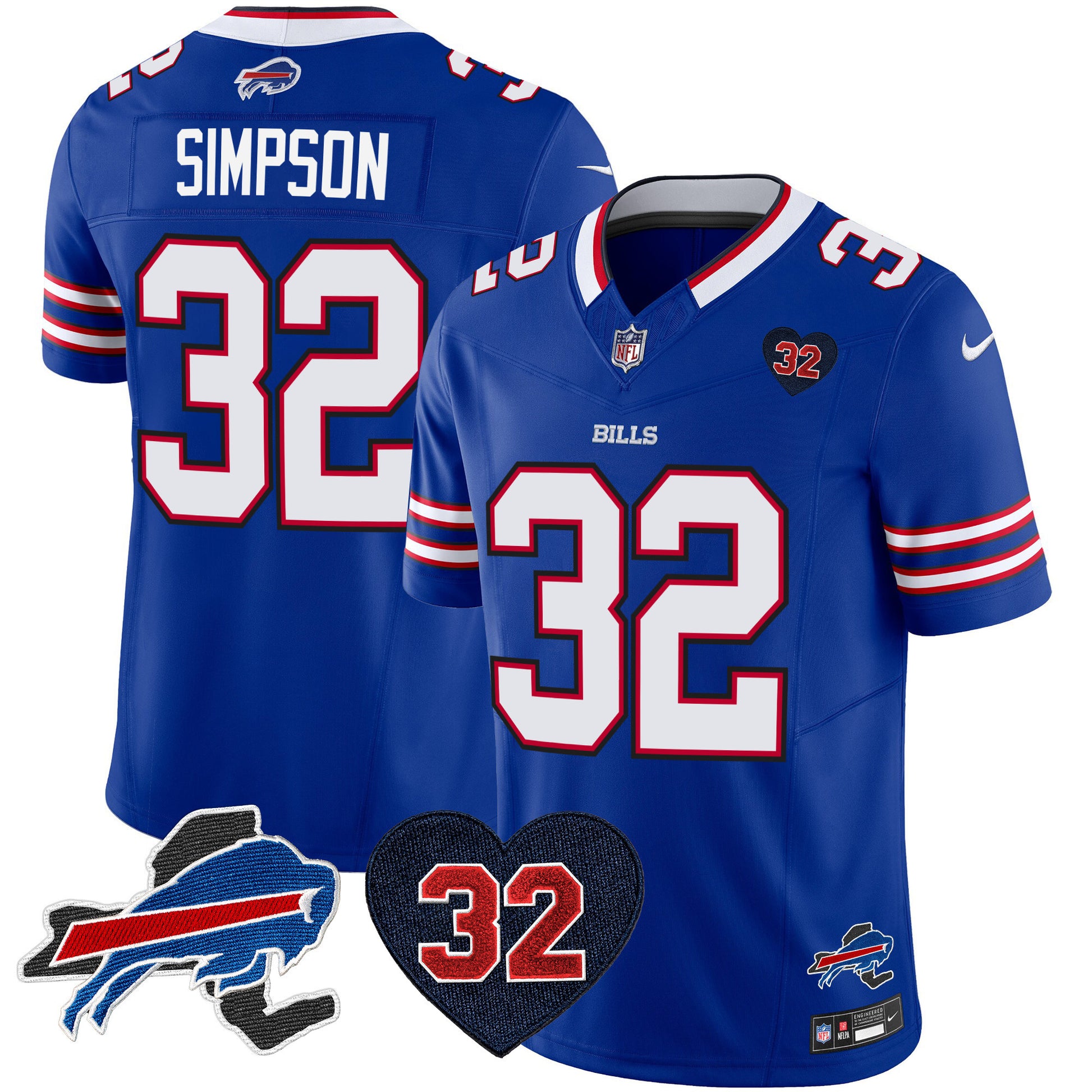 Men's Bills O.J. Simpson Patch Vapor Limited Jersey - All Stitched
