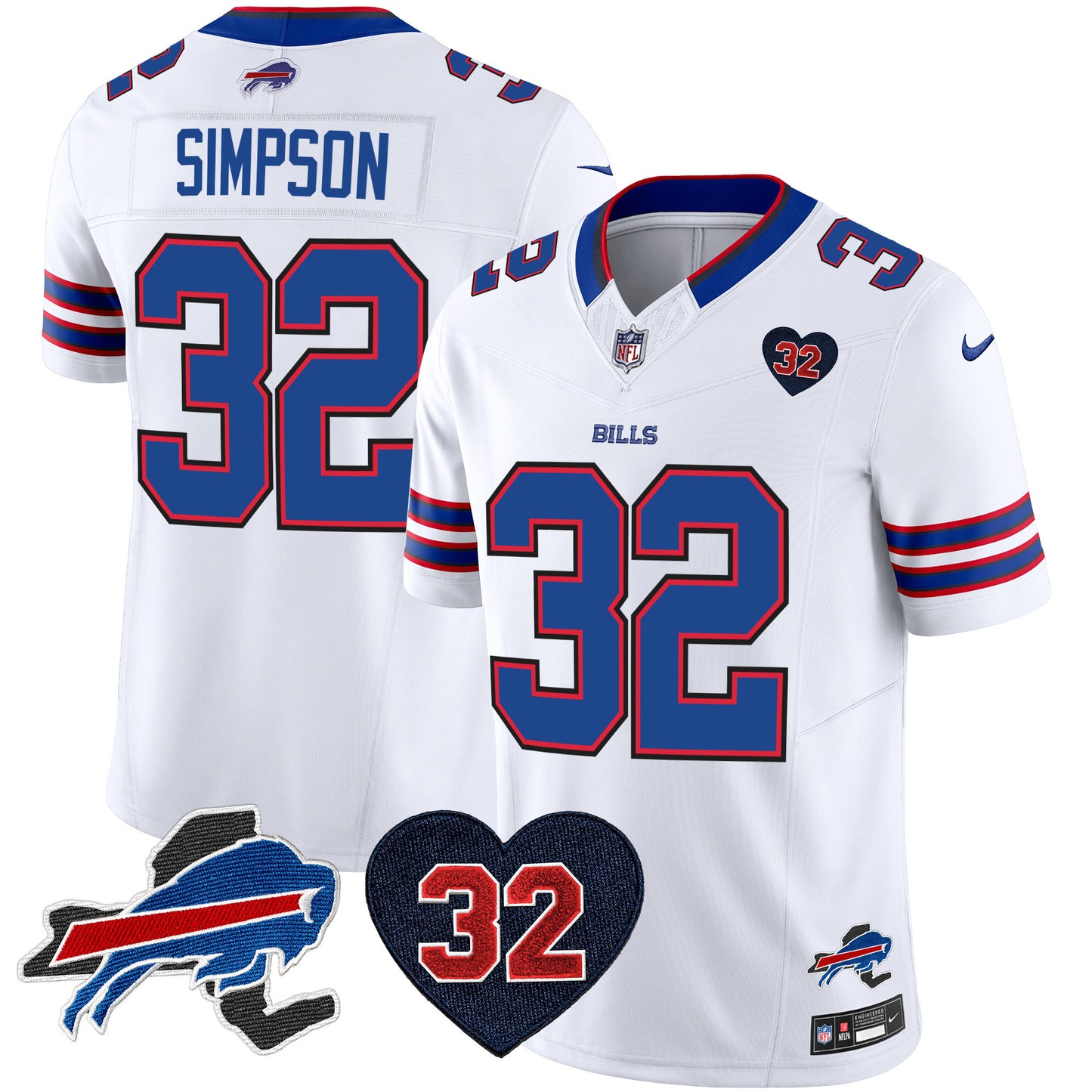 Men's Bills O.J. Simpson Patch Vapor Limited Jersey - All Stitched